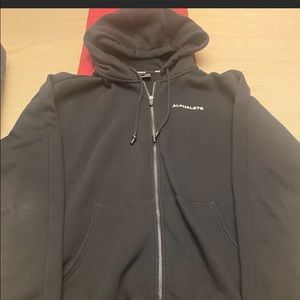 Alphalete men’s full zip hoodie sweatshirt size large L black
